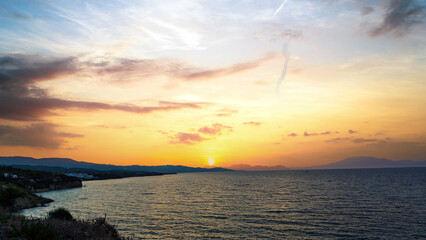 Navagio beach, Zakynthos island, Greece, sunset view 