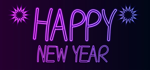 2025 Happy New Year neon stylish text design illustration