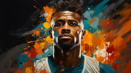 Soccer player in color illustration background