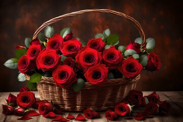 Basket of red roses