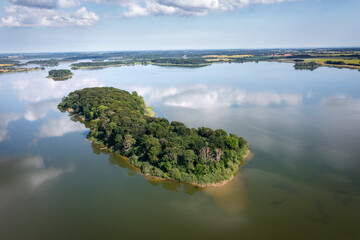 island in a lake from air