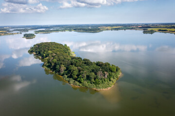island in a lake from air