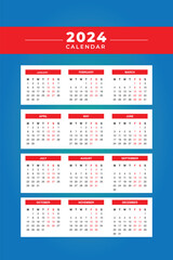 Vector New Year Calendar 2024 Design