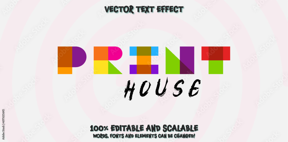 Poster editable text effect - original style print house 3d retro modern template style premium