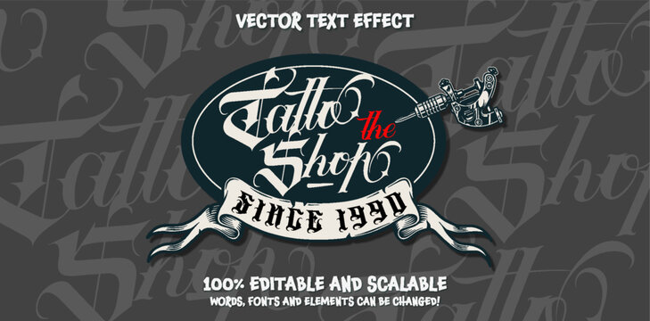 Editable text effect - Tattoo Studio Vintage template style premium vector