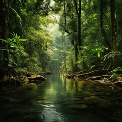 tropical rainforest river landscape