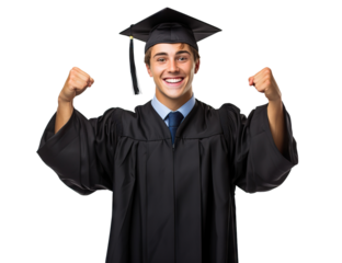 Proud happy graduate celebrating success, cut out