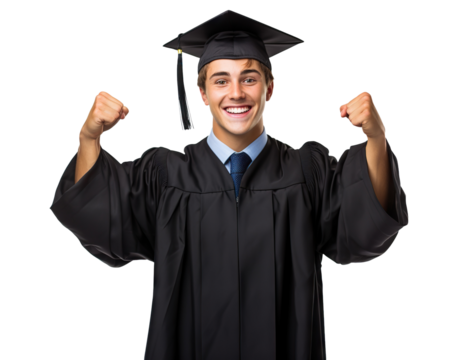 Proud happy graduate celebrating success, cut out
