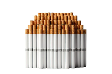 Two rows of cigarettes isolated on PNG Background. Generative Ai.