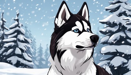 A husky dog in the snow