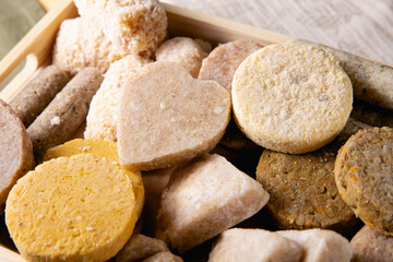 Various frozen semi-finished products from different products.