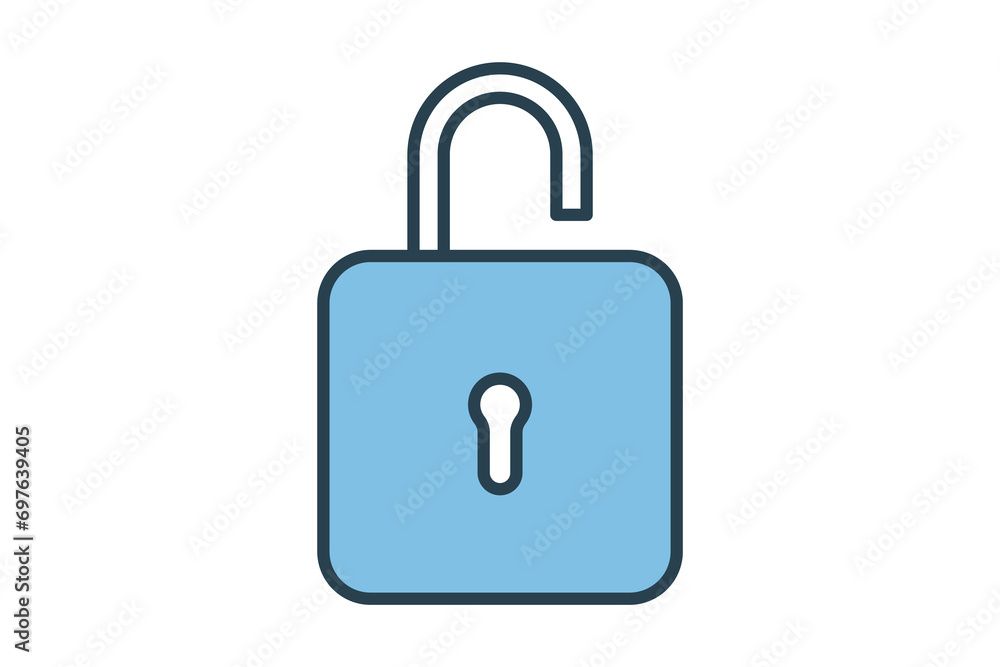 Poster unlock icon. icon related to basic web and ui. suitable for web site, app, user interfaces, printabl