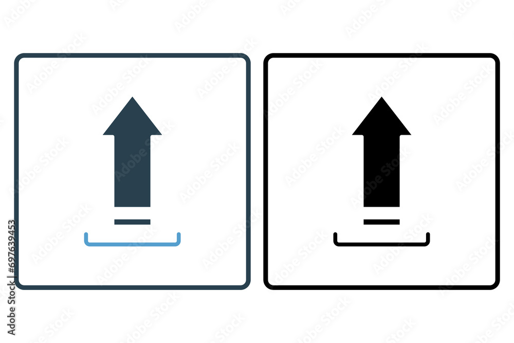Poster upload arrow icon. icon related to basic web and ui. suitable for web site, app, user interfaces, pr