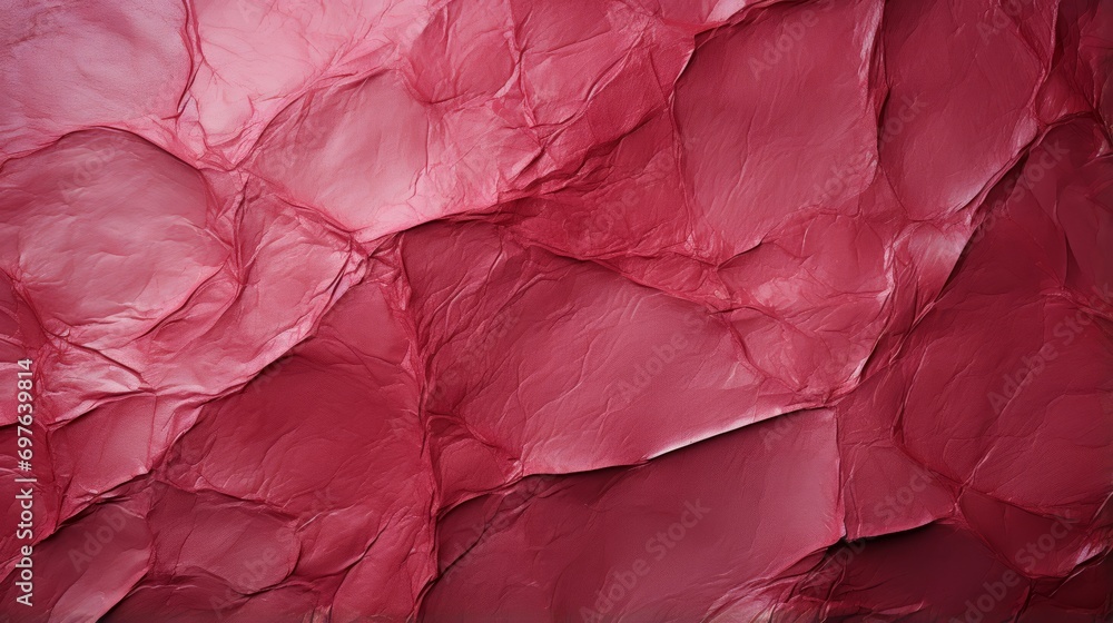 Wall mural A crumpled red paper stands out against a sea of pink, its abstract folds creating a unique piece of art that evokes feelings of passion and boldness - Wall murals