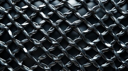 The intricate patterns of a metal net evoke a sense of abstract beauty and industrial strength