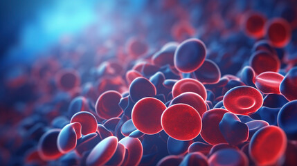 Microscopic Elegance: Red and White Blood Cells in 3D Unity, generative ai