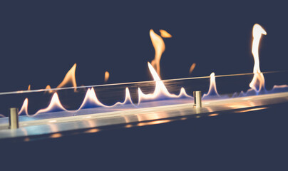 Modern bio fireplot fireplace on ethanol gas. Smart ecological alternative technologies....