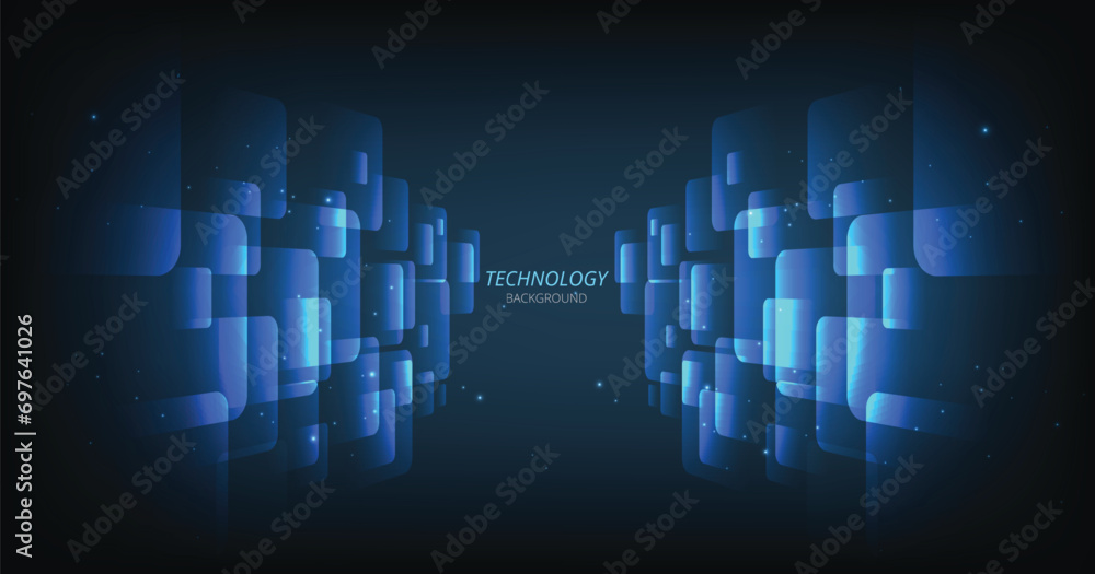Leinwandbilder square geometric technology background design.vector abstract technology illustration square geometr