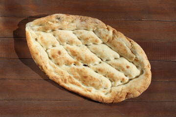 Turkish pide bread. Oval flatbread. 