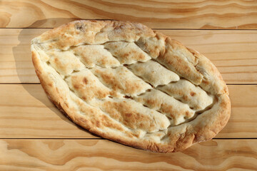 Turkish pide bread. Oval flatbread. 