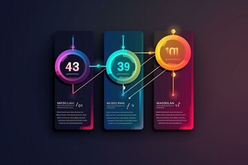 1, 2, 3, 4 steps, vertical timeline, elements for business infographics. Generative AI