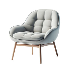 Side view of fluffy comfortable cream color chair soft rectangle design cushion with transparent background