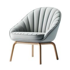 Side view of fluffy comfortable cream color chair soft cushion with transparent background
