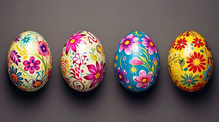 Fototapeta na wymiar Easter eggs with multi colored patterns in a traditional style