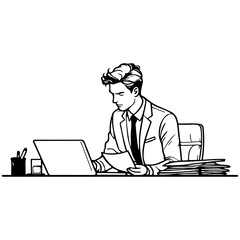 Businessman Work on Laptop.