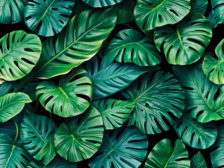 green leaves illustration background generative AI