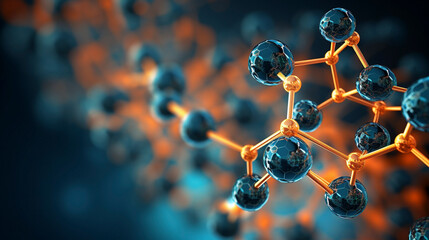 Microscopic Waltz: 3D Visualization of Molecules and Atoms, Generative AI
 - obrazy, fototapety, plakaty