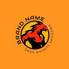 Humanoid dragon mascot vector logo illustration. Creative and unique dragon as company brand identity.