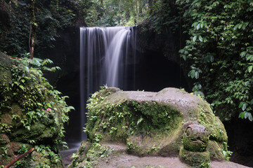 Long exposure shot of Suwat waterfall. Bali, Indonesia.