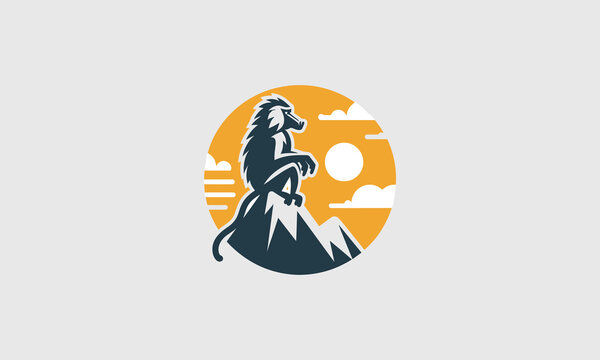 monkey on mountain vector illustration logo design