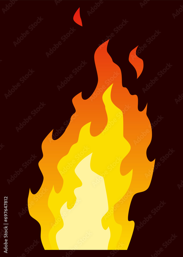 Poster fire animation sprite. red and orange fire flame. hot flaming element for game animation. icon in ca