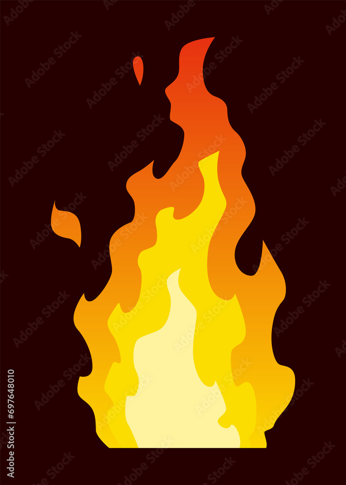 Poster fire animation sprite. red and orange fire flame. hot flaming element for game animation. icon in ca