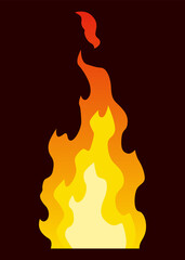 Fire animation sprite. Red and orange fire flame. Hot flaming element for game animation.  icon in cartoon style