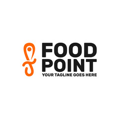 Fototapeta premium food logo template, location i con in letter f food point logo template