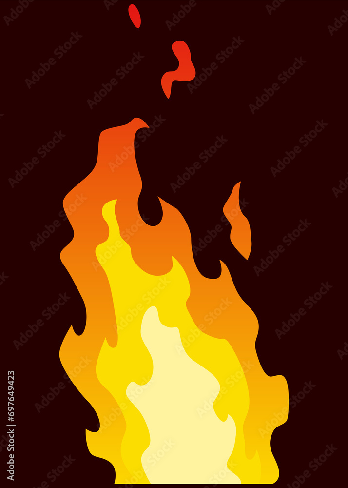 Poster fire animation sprite. red and orange fire flame. hot flaming element for game animation. icon in ca