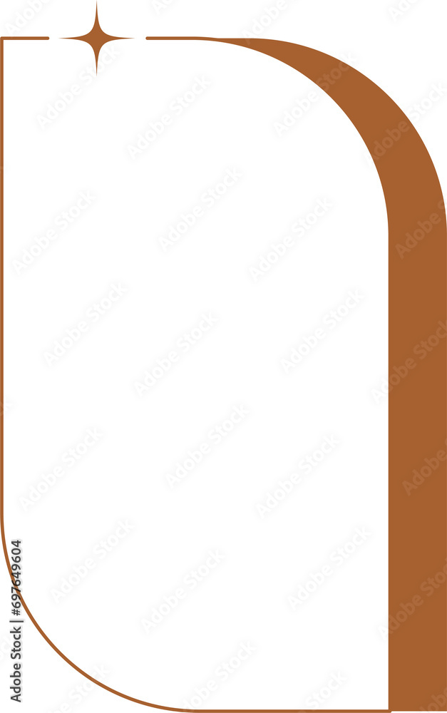 Poster aesthetic frame shape. outline minimal graphic element with stars. abstract boho arch with sparkles.