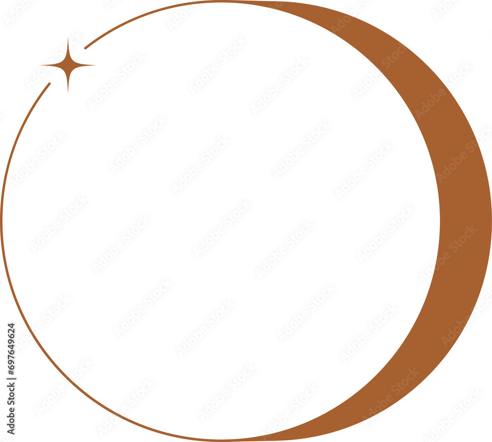 Poster aesthetic circle frame shape. outline minimal graphic element with stars. abstract boho arch with sp