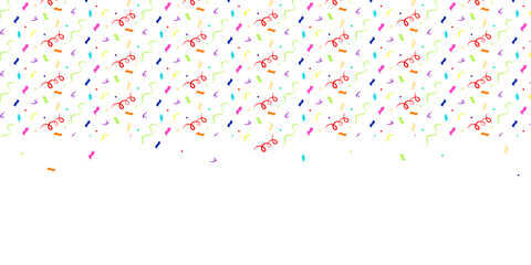 The colorful confetti frame follows the pattern. Great for an invitation or décor to a birthday party or celebration. Vector Surface Pattern Design