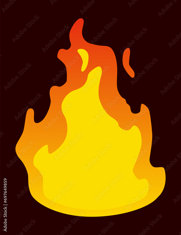 Poster fire animation sprite. red and orange fire flame. hot flaming element for game animation. icon in ca