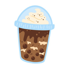 sweet pearl milk tea boba yummy beverages in glass