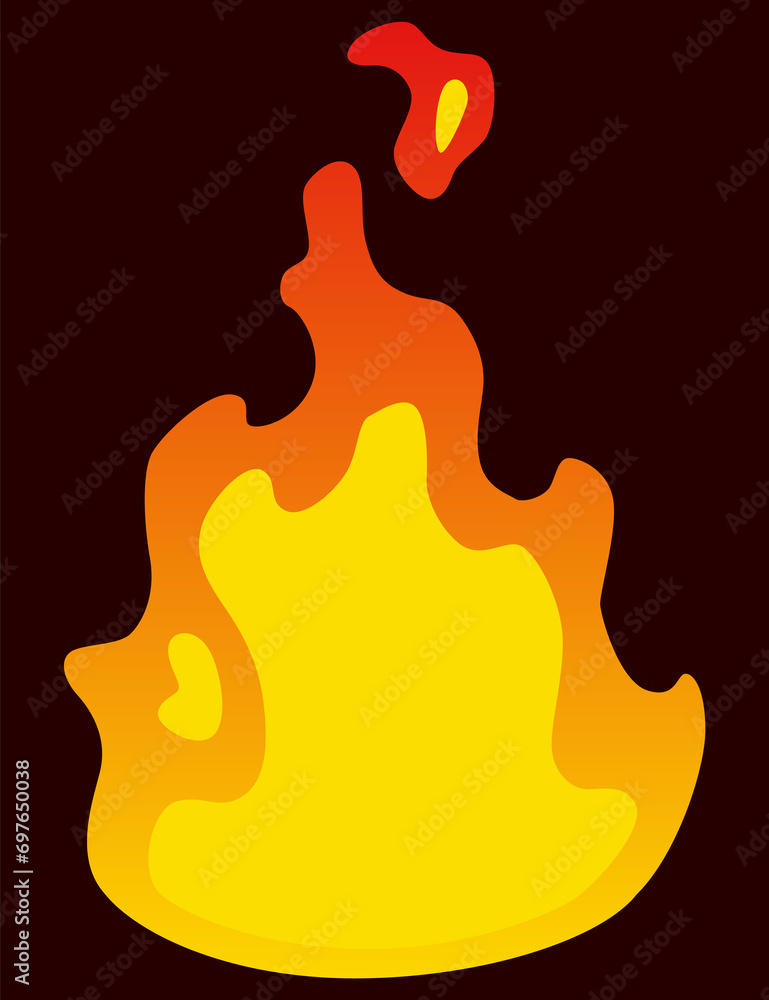Poster fire animation sprite. red and orange fire flame. hot flaming element for game animation. icon in ca