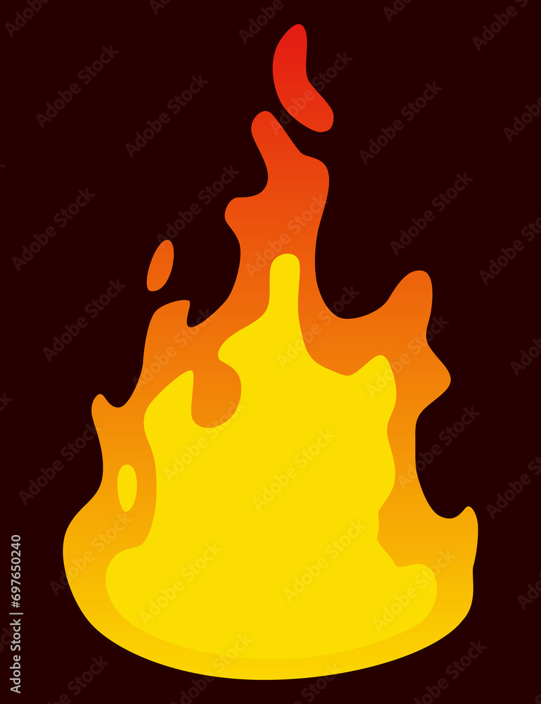 Poster fire animation sprite. red and orange fire flame. hot flaming element for game animation. icon in ca