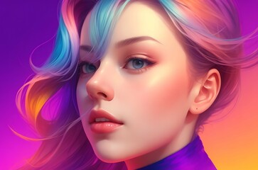 Fototapeta premium A portrait of a virgin's face created using gradients colors