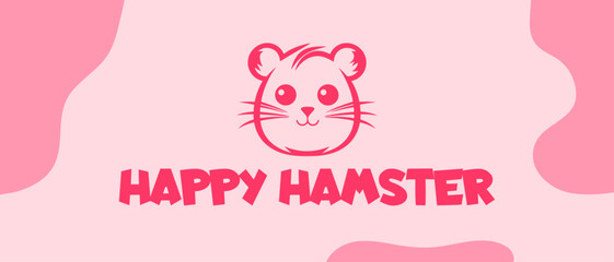 Vector Hamster Logo Template for pet shops, veterinary clinics animal shelters. Cartoon cavy logo illustration Simple line art icon isolated.