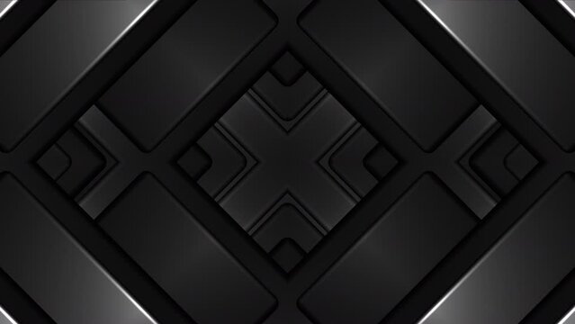 Stylish black chrome patterns. Looped background 