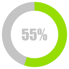 55% Loading. 55% circle diagrams Infographics vector, 55 Percentage ready to use for web design ux-ui